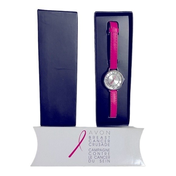 Avon Pink Crusade Skinny Strap Watch - Picture 1 of 4